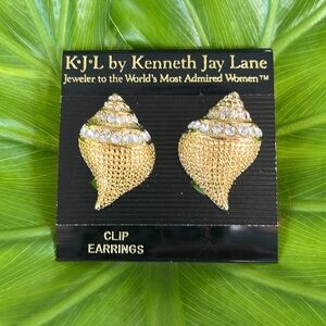 Kenneth Jay Lane Gold and Silver Shell Earrings